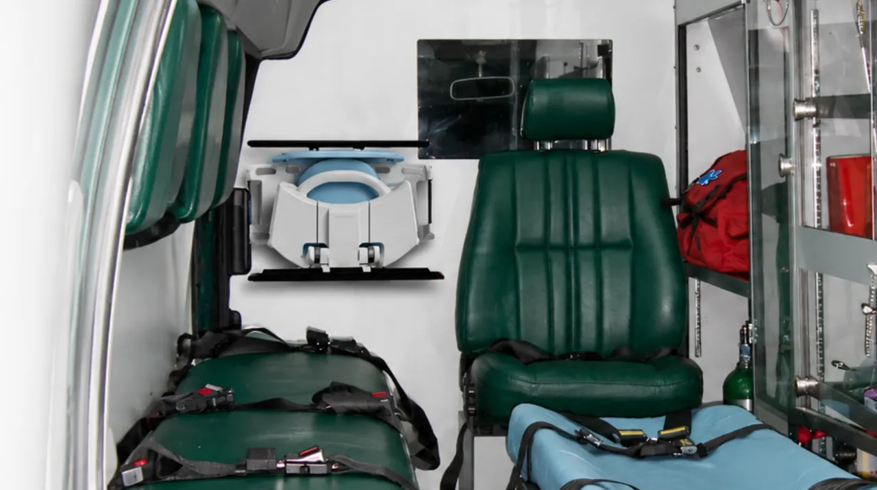 ELEGARD elevated CPR device in use aboard an ambulance during patient transport